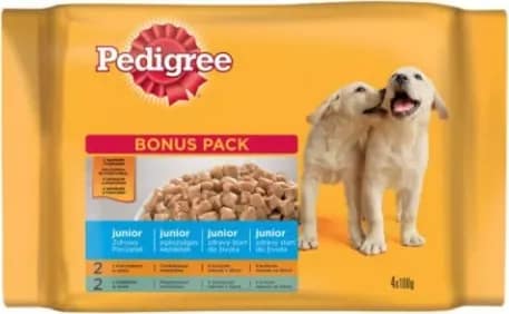 Pedigree Wet Food for puppies, Mixed Selection in Jelly, 4 × 100g