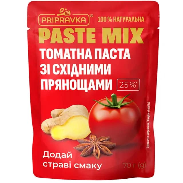 Pastă de tomate Pripravka 25 % cu condimente orientale, 70 g