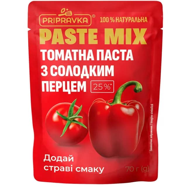 Pastă de roşii Pripravka 25 % cu ardei dulce, 70 g