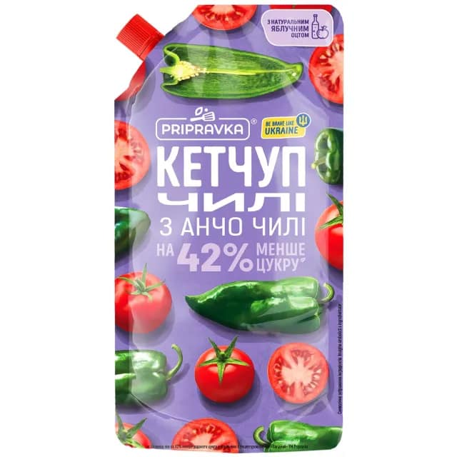 Ketchup Pripravka «Laghidnii baziliki». Zahăr redus cu 42 la sută. Pasteurizat. Cu îndulcitor, 400 g